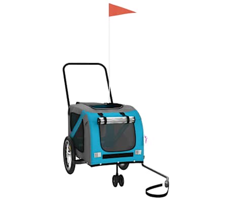 vidaXL Pet Bike Trailer Blue and Grey Oxford Fabric and Iron