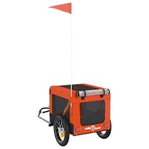 Vozík za kolo pro psa oranžový a černý oxfordská tkanina/železo - obrázek 9