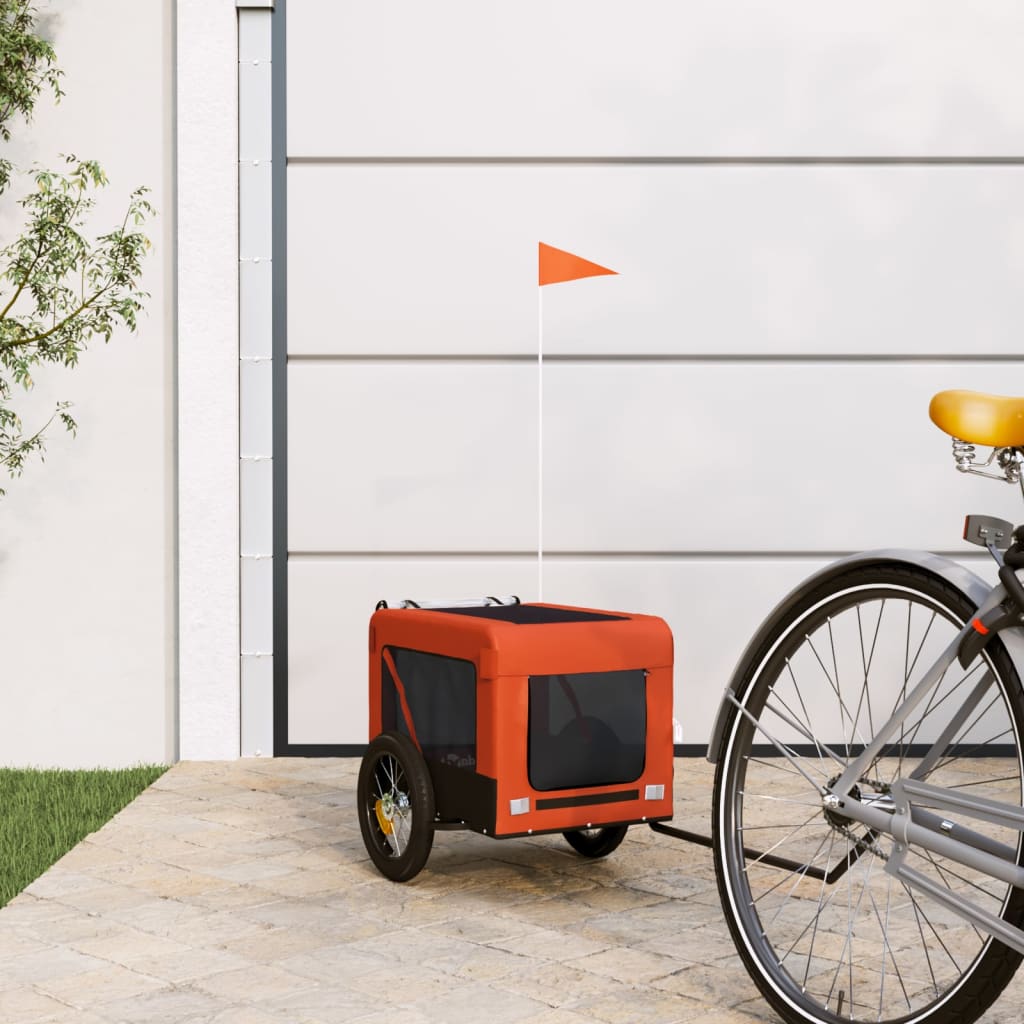 vidaXL cykelanhænger til kæledyr oxfordstof og jern orange og sort