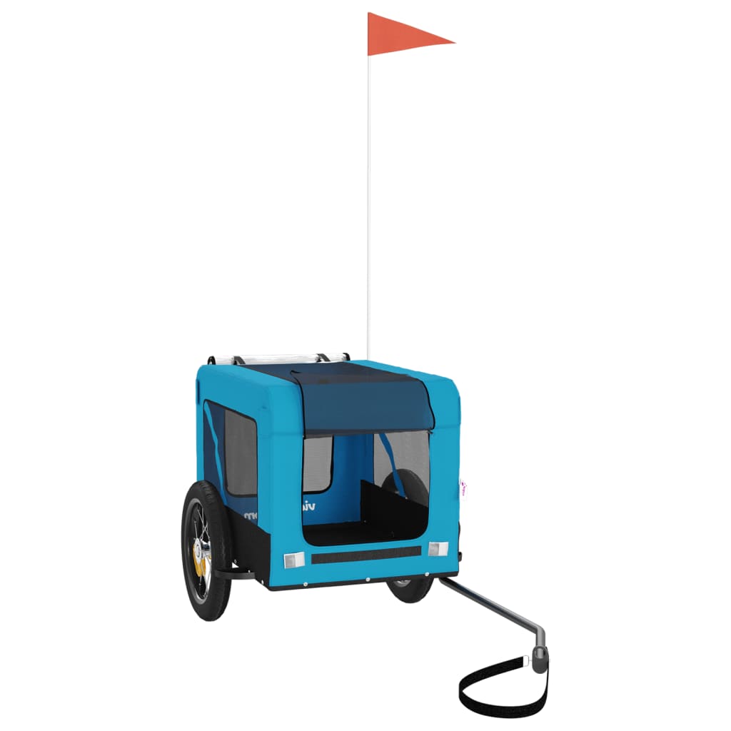 vidaXL Hondenfietstrailer oxford stof en ijzer blauw en zwart afbeelding