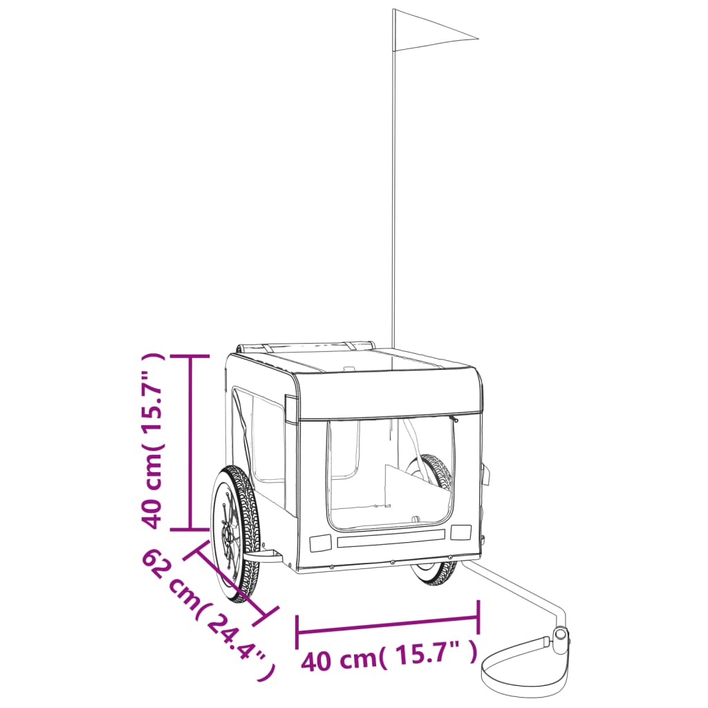 Hondenfietstrailer oxford stof en ijzer blauw en zwart image 13