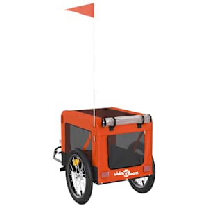 Vozík za kolo pro psa oranžový a černý oxfordská tkanina/železo - obrázek 9