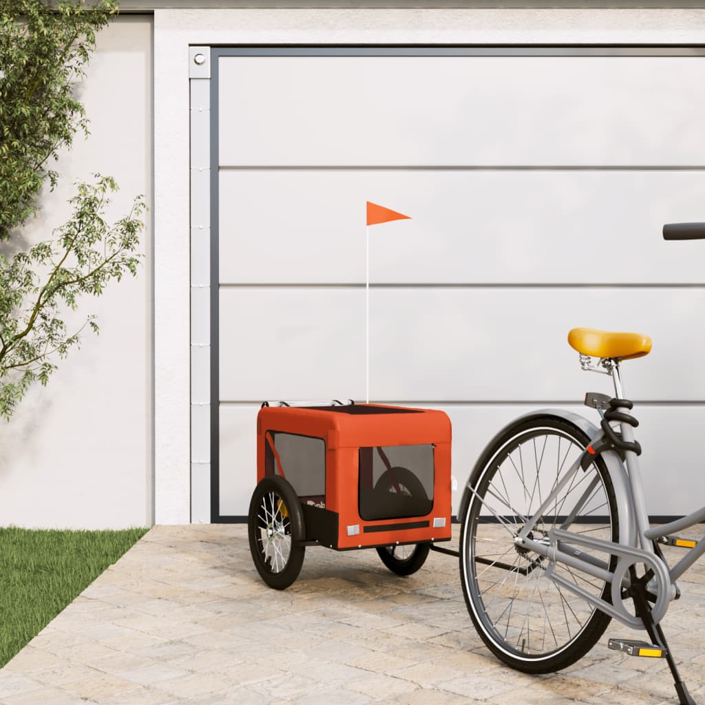 Remorque de vélo pour chien orange et noir - Jusqu’à 45kg