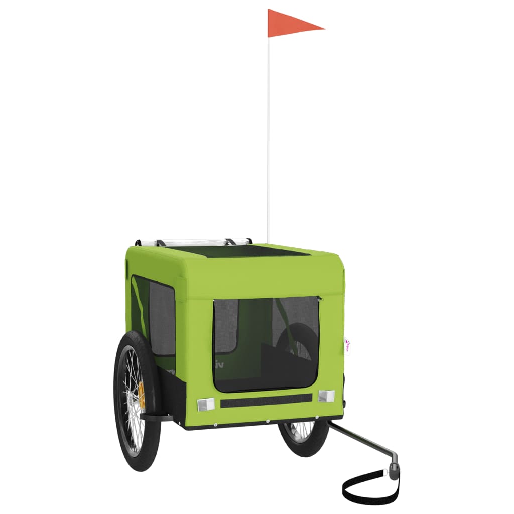 vidaXL Hondenfietstrailer oxford stof en ijzer groen en zwart afbeelding