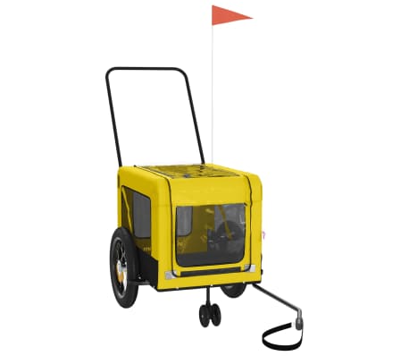 vidaXL Pet Bike Trailer Yellow and Black Oxford Fabric and Iron