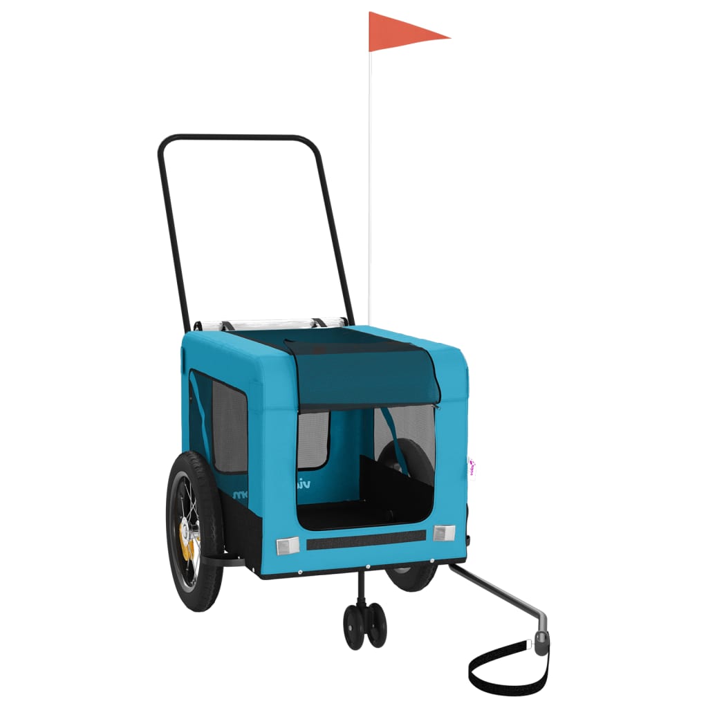 vidaXL Vozík za kolo pro psa modrý a černý oxfordská tkanina a železo