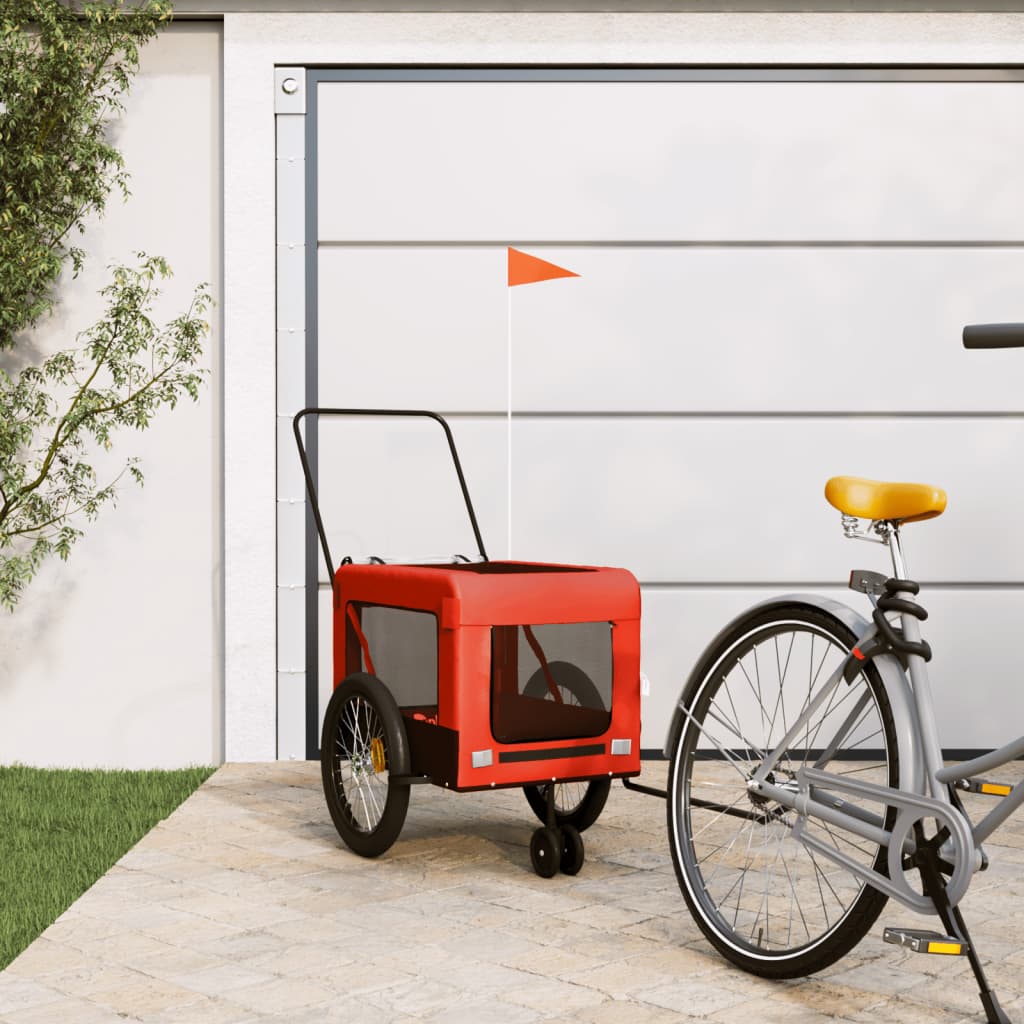 vidaXL hundetrailer til cykel oxfordstof og jern orange og sort