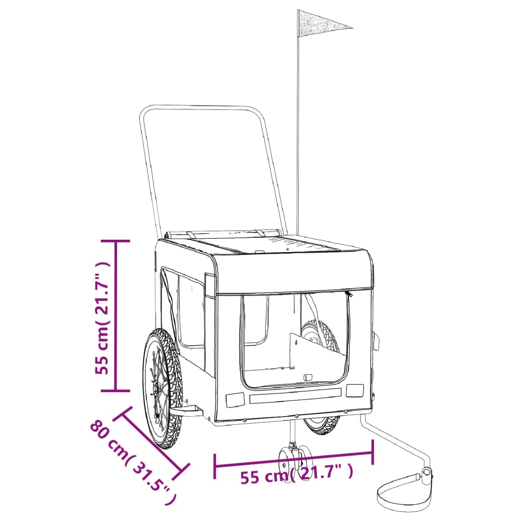 Hondenfietstrailer oxford stof en ijzer blauw en zwart image 13