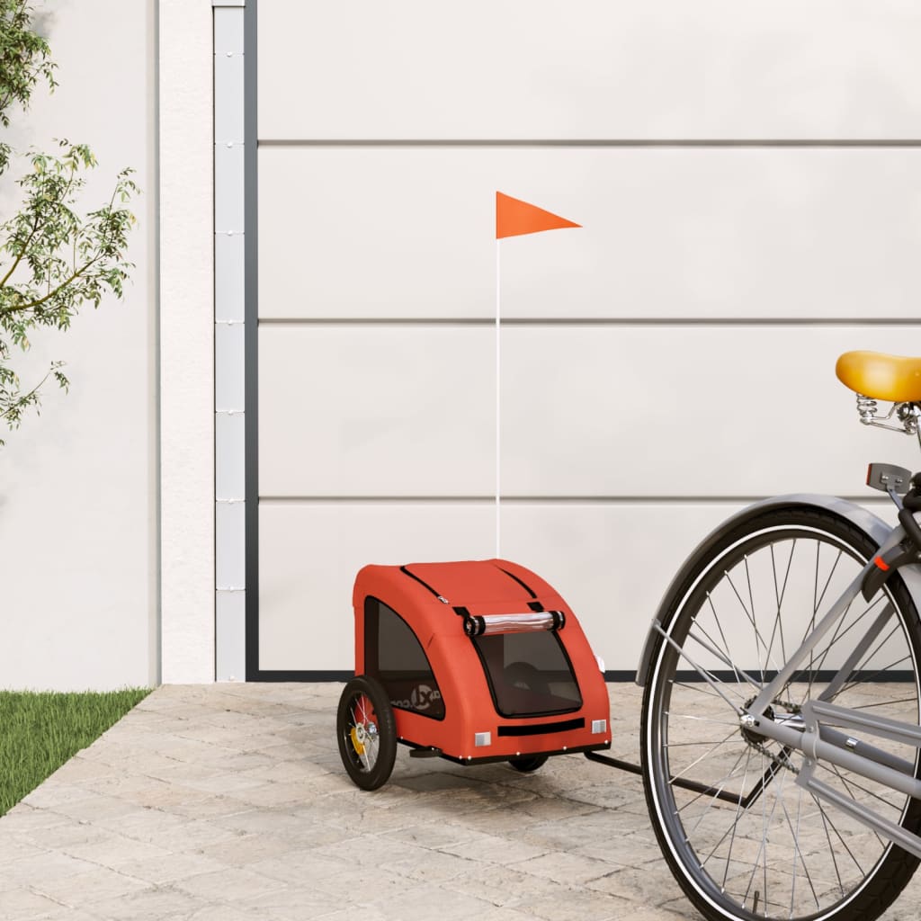 vidaXL Remorcă de bicicletă câini, portocaliu, textil oxford și fier