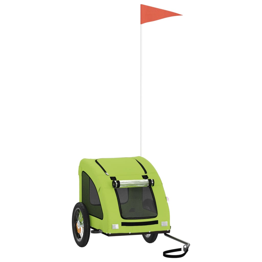 vidaXL Vozík za kolo pro psa zelený oxfordská tkanina a železo