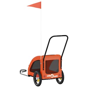 Vozík za kolo pro psa oranžový a šedý oxfordská tkanina/železo - obrázek 8