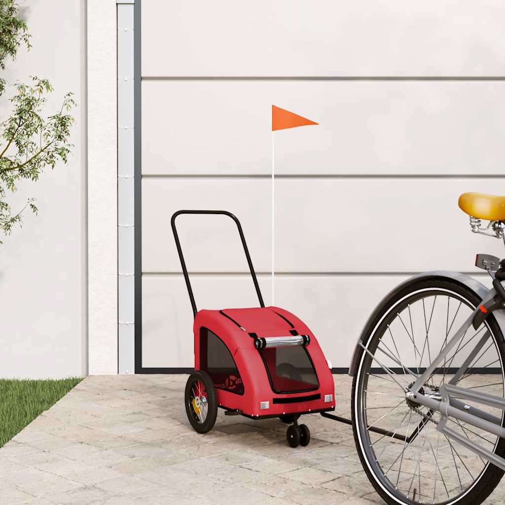 vidaXL Remorcă de bicicletă animale companie, roșu, textil oxford/fier