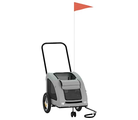 vidaXL Hondenfietstrailer oxford stof en ijzer grijs