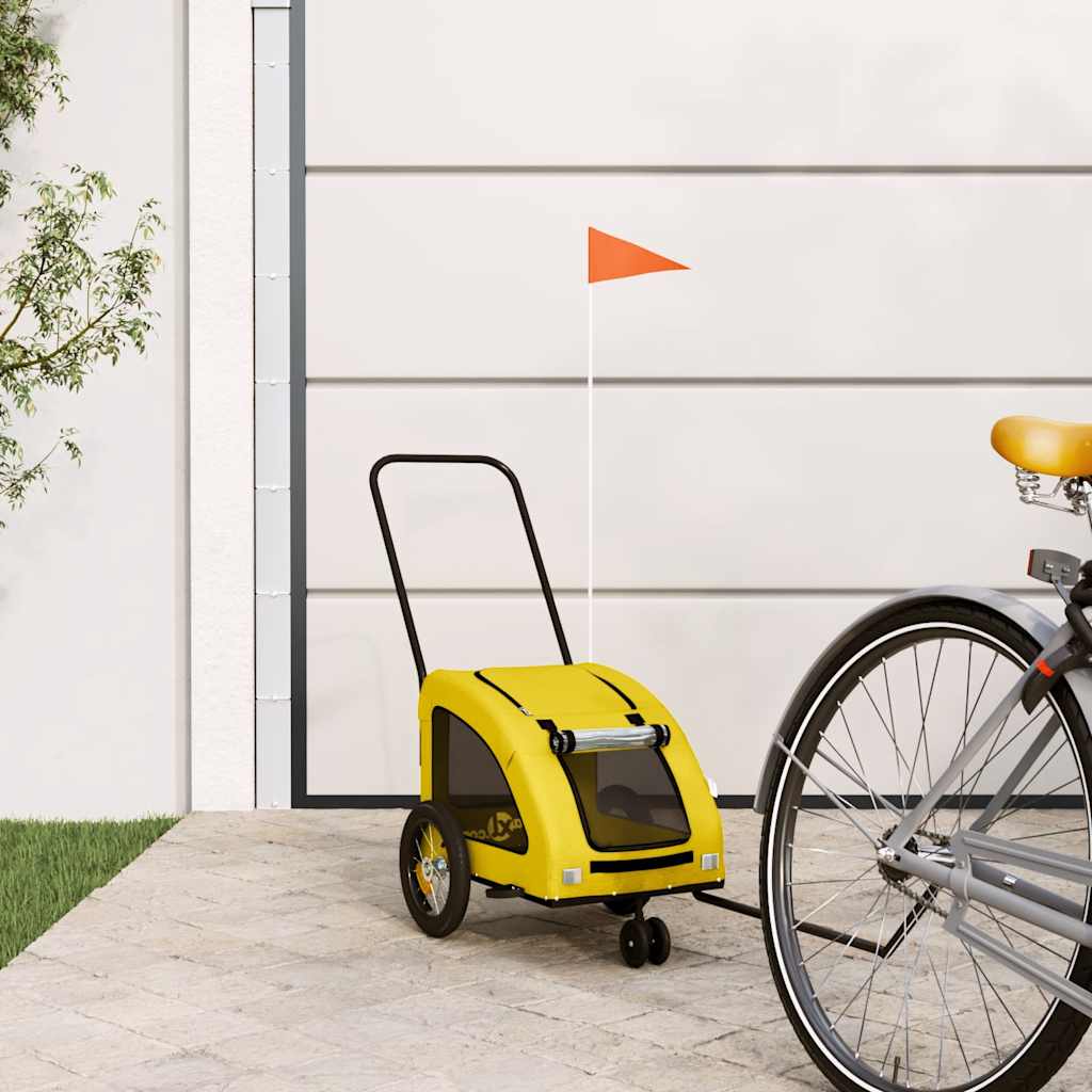 vidaXL Remorcă de bicicletă animale companie galben textil oxford/fier