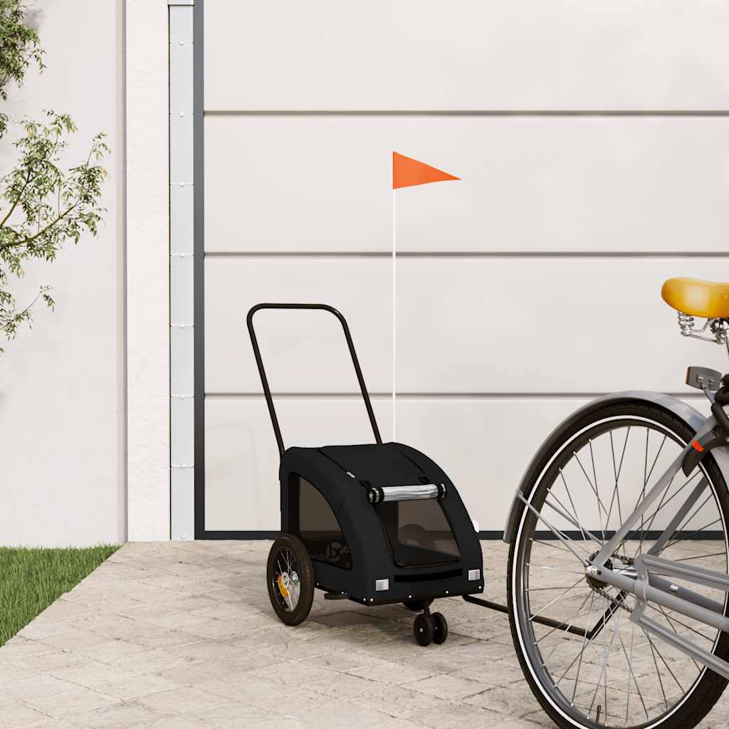 vidaXL Remorcă bicicletă animale companie, negru, textil oxford/fier