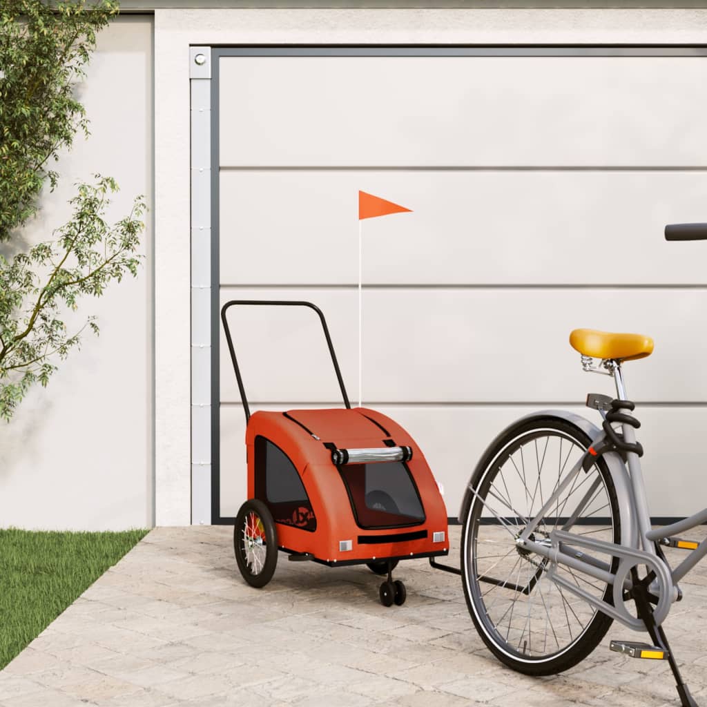 vidaXL Fahrradanhänger für Hunde Orange Oxford-Gewebe und Eisen