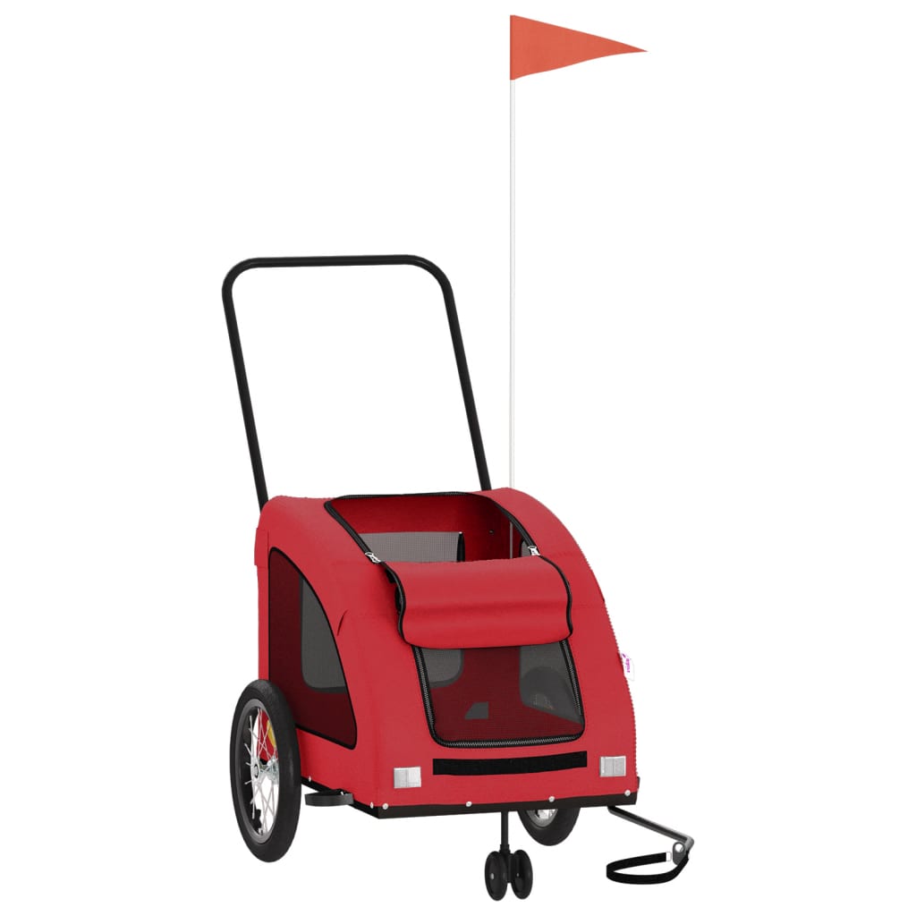 vidaXL Hondenfietstrailer oxford stof en ijzer rood afbeelding