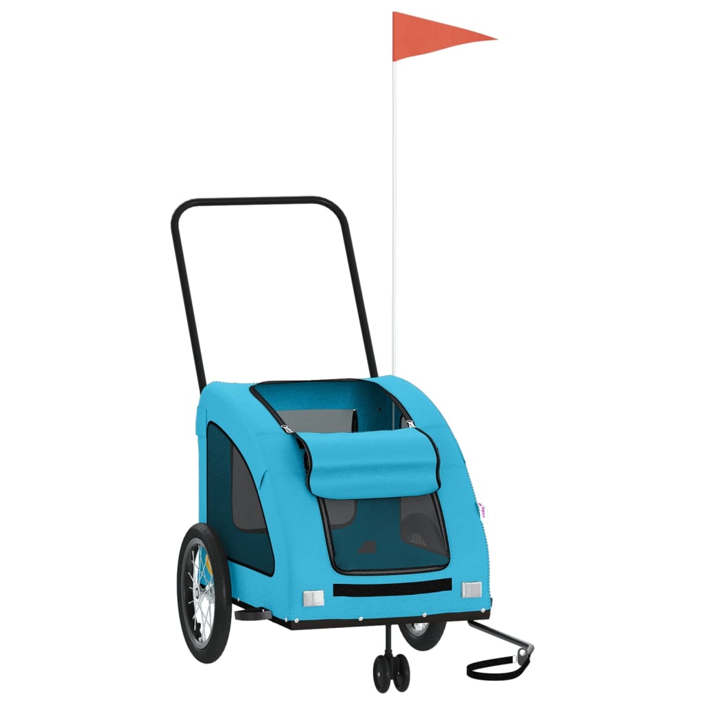 vidaXL Hondenfietstrailer oxford stof en ijzer blauw afbeelding