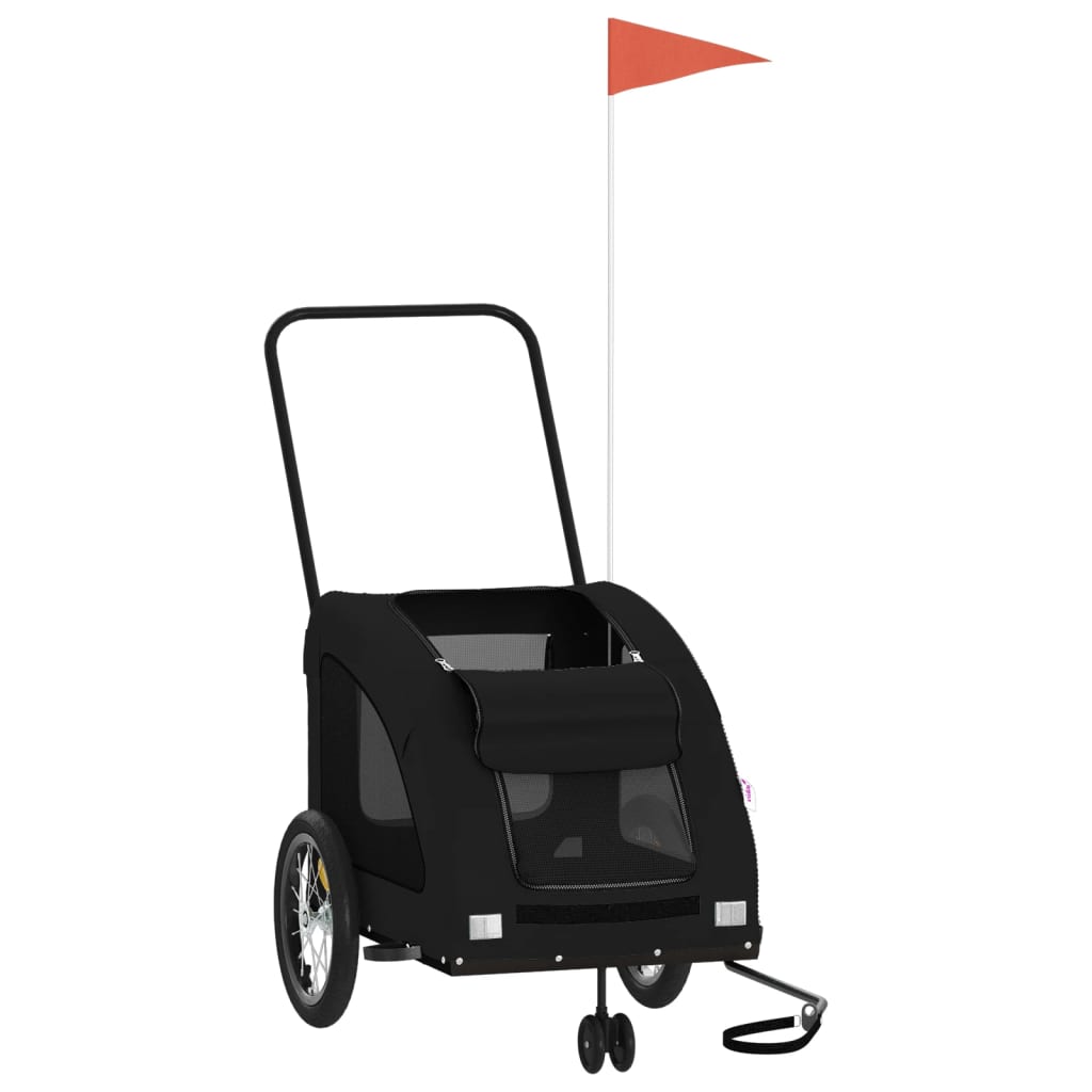 vidaXL Hondenfietstrailer oxford stof en ijzer zwart afbeelding
