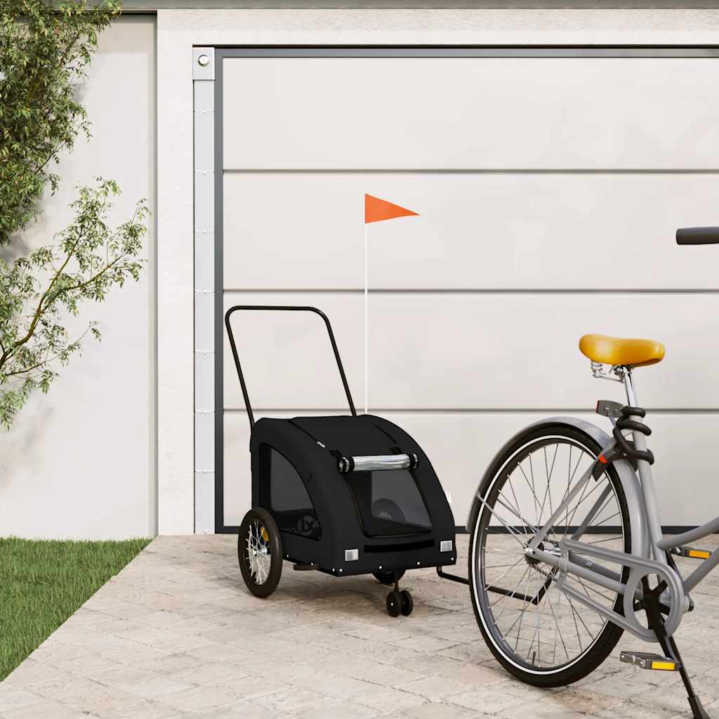 vidaXL Remorcă bicicletă animale companie, negru, textil oxford/fier