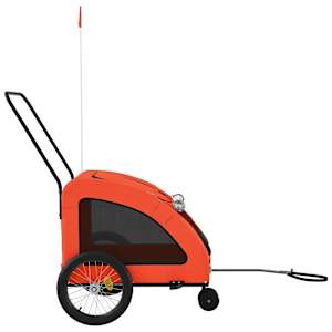 Vozík za kolo pro psa oranžový a šedý oxfordská tkanina/železo - obrázek 6