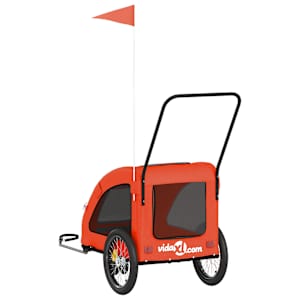 Vozík za kolo pro psa oranžový a šedý oxfordská tkanina/železo - obrázek 8