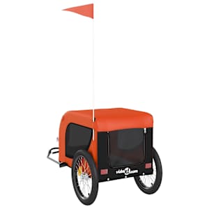 Vozík za kolo pro psa oranžový a černý oxfordská tkanina/železo - obrázek 7