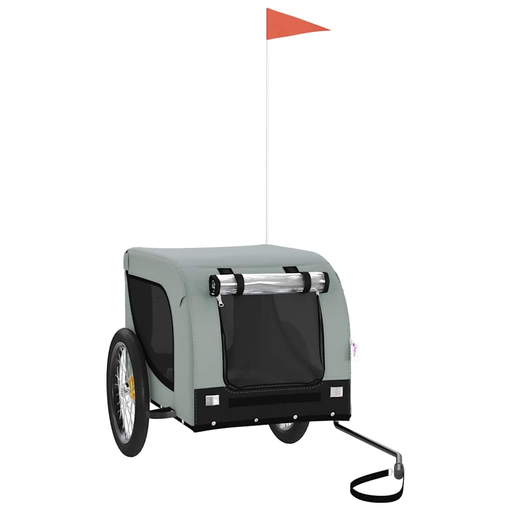 vidaXL Vozík za kolo pro psa šedý a černý oxfordská tkanina a železo