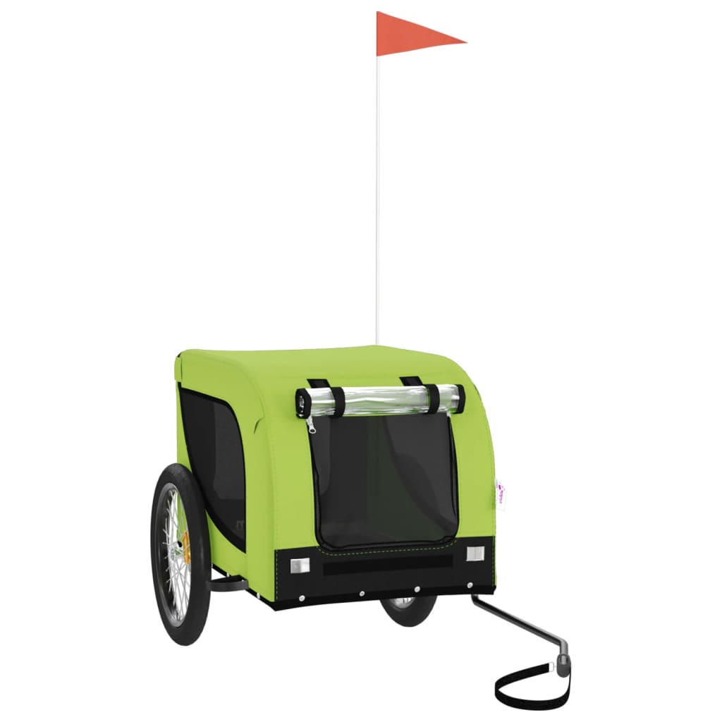 vidaXL Vozík za kolo pro psa zelený a černý oxfordská tkanina a železo