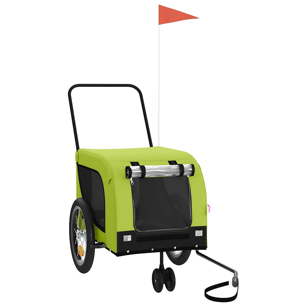 vidaXL Vozík za kolo pro psa zelený a černý oxfordská tkanina a železo