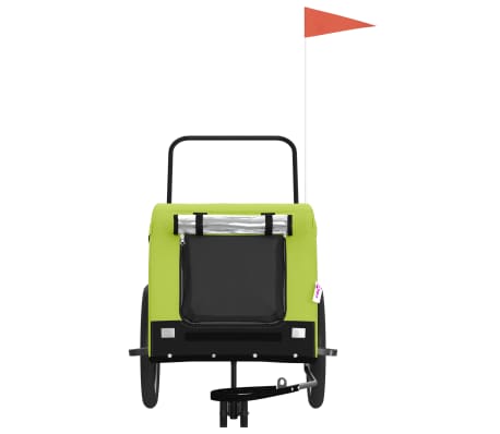 vidaXL Lemmikinkuljetusk&auml;rry polkupy&ouml;r&auml;&auml;n vihre&auml;/musta kangas ja rauta