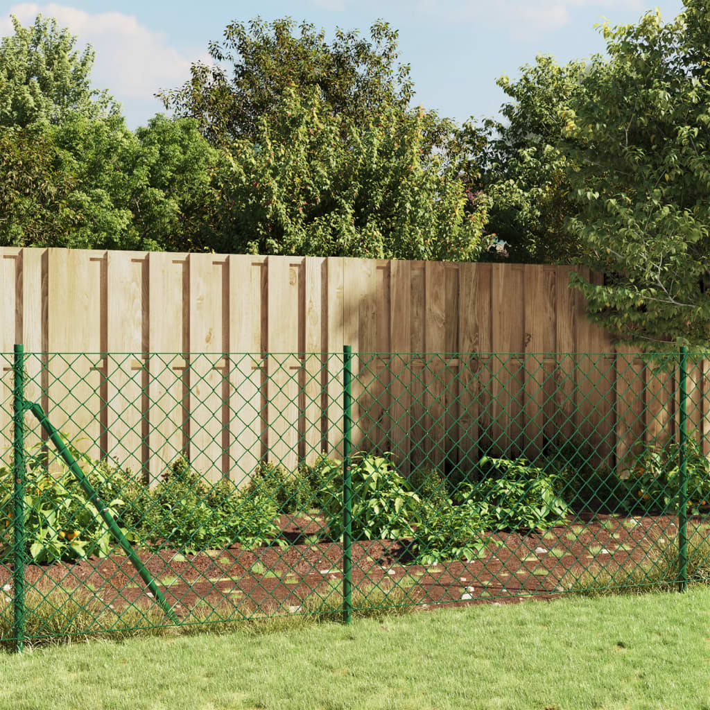 vidaXL Chain Link Fence Green 0.8×10 m