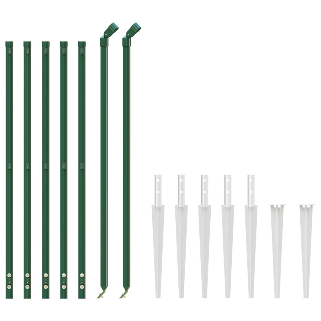 vidaXL Gard plasă de sârmă cu țăruși de fixare, verde, 0,8x10 m