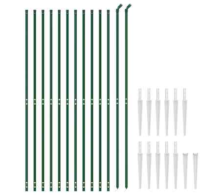 vidaXL Chain Link Fence with Spike Anchors Green 2x25 m