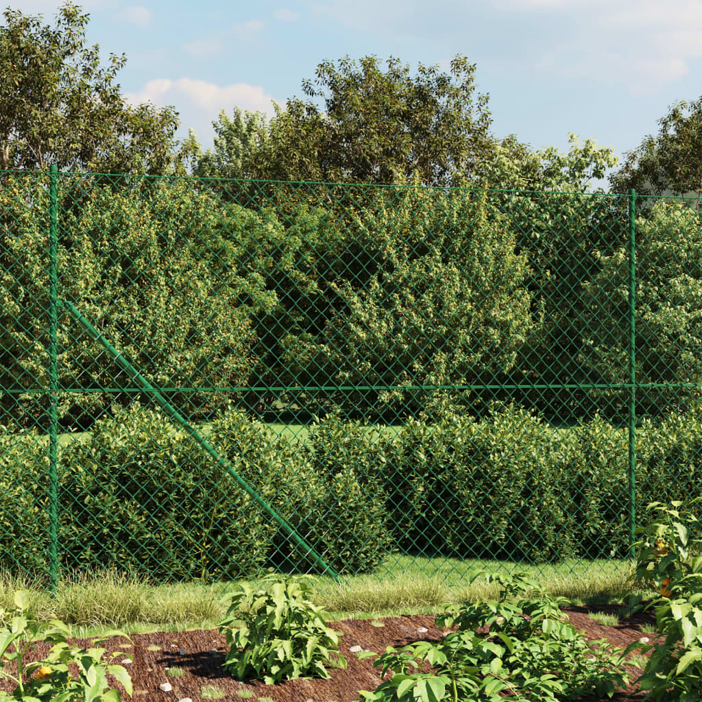 vidaXL Chain Link Fence with Flange Green 2×10 m