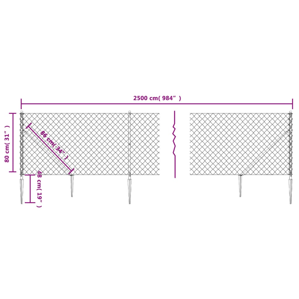 Clôture à Mailles Losangées avec Piquet dAncrage Barrière Vert soldes 1,1x10 m vidaXL