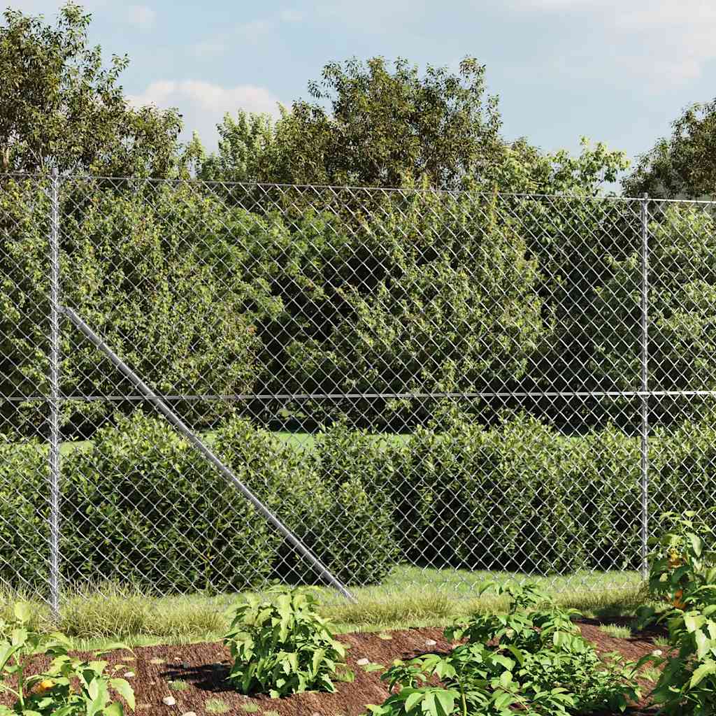 vidaXL Maschendrahtzaun Silbern 1,6x25 m
