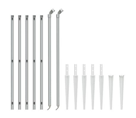 vidaXL Ogrodzenie z siatki, z kotwami, srebrne, 0,8x10 m