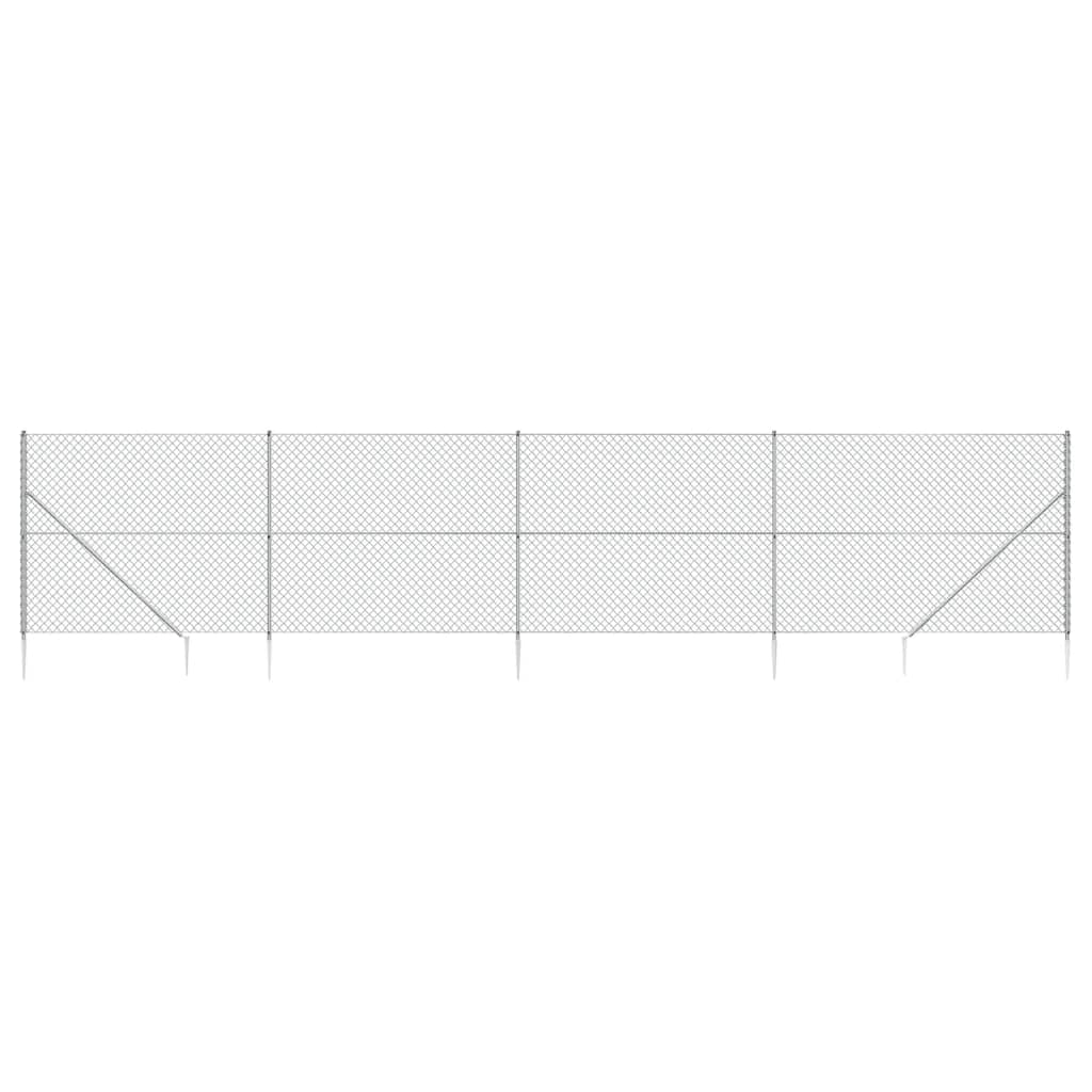 vidaXL Drôtený plot s kotviacimi hrotmi, strieborný 1,8x10 m