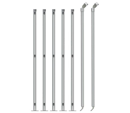 vidaXL stiepļu žogs ar atloku, 1,1x10 m, sudrabains