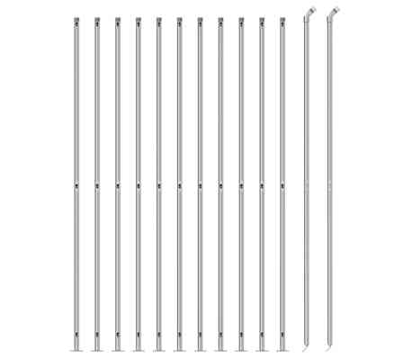 vidaXL stiepļu žogs ar atloku, 2,2x25 m, sudrabains