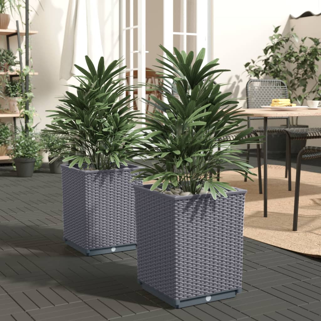 vidaXL Jardiniere, 2 buc., albastru gri, 30x30x37 cm, polipropilenă