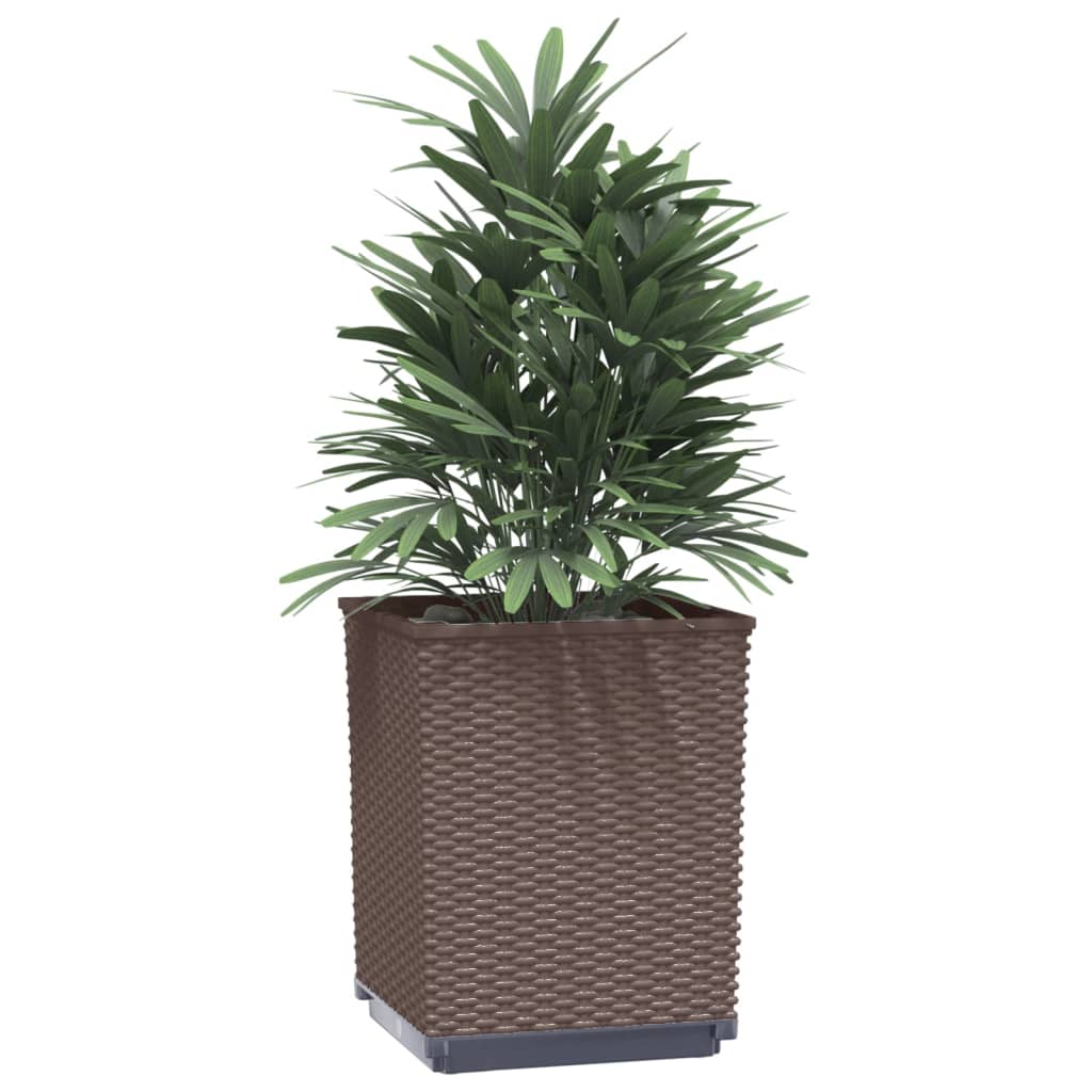 vidaXL Planters 4 pcs Brown 30x30x37 cm Polypropylene