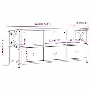 TV skříňka černá 102 x 33 x 45 cm kompozitní dřevo a železo - obrázek 11