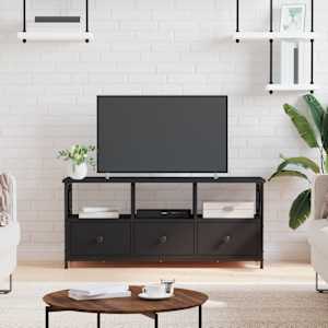 TV skříňka černá 102 x 33 x 45 cm kompozitní dřevo a železo - obrázek 1