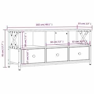 TV skříňka kouřový dub 102x33x45 cm kompozitní dřevo a železo - obrázek 11