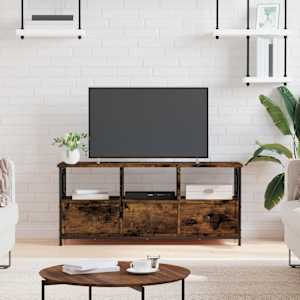 TV skříňka kouřový dub 102x33x45 cm kompozitní dřevo a železo - obrázek 1