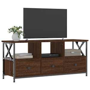 TV skříňka hnědý dub 102 x 33 x 45 cm kompozitní dřevo a železo - obrázek 3