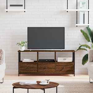 TV skříňka hnědý dub 102 x 33 x 45 cm kompozitní dřevo a železo - obrázek 1