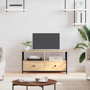 TV skříňka dub sonoma 90 x 33 x 45 cm kompozitní dřevo a železo - obrázek 1